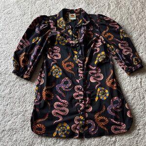 FARM Rio Black Dress with Multicolor Snake Print